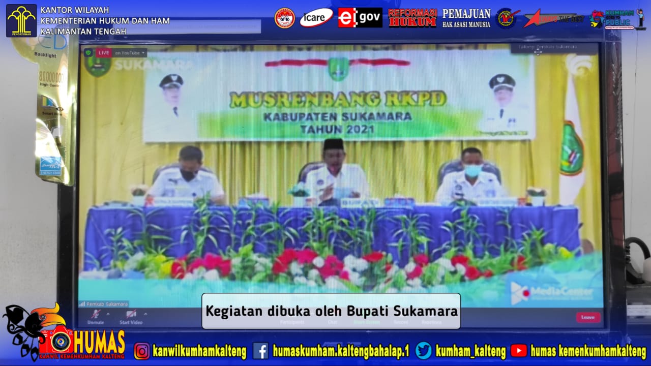 Lapas Sukamara Ikuti Pembukaan Musrenbang RKPD Kabupaten Sukamara Tahun 2021