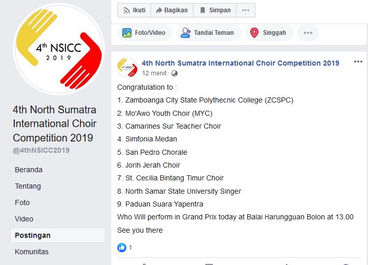 Jorih Jerah Choir (JJC) Murung Raya Masuk Grandprix 4th North Sumatra International Choir Competition (NSICC)