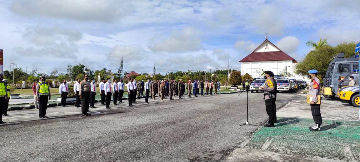 Dalam Rangka Penanggulangan Bencana Tahun 2021, Polres Gumas Gelar Apel Gabungan Pasukan 